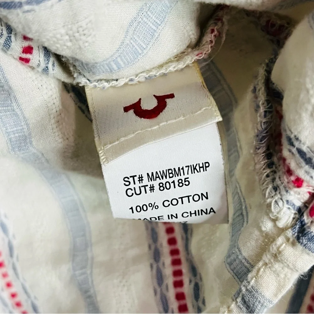 True Religion Lightweight Snap Button Striped Shirt Large